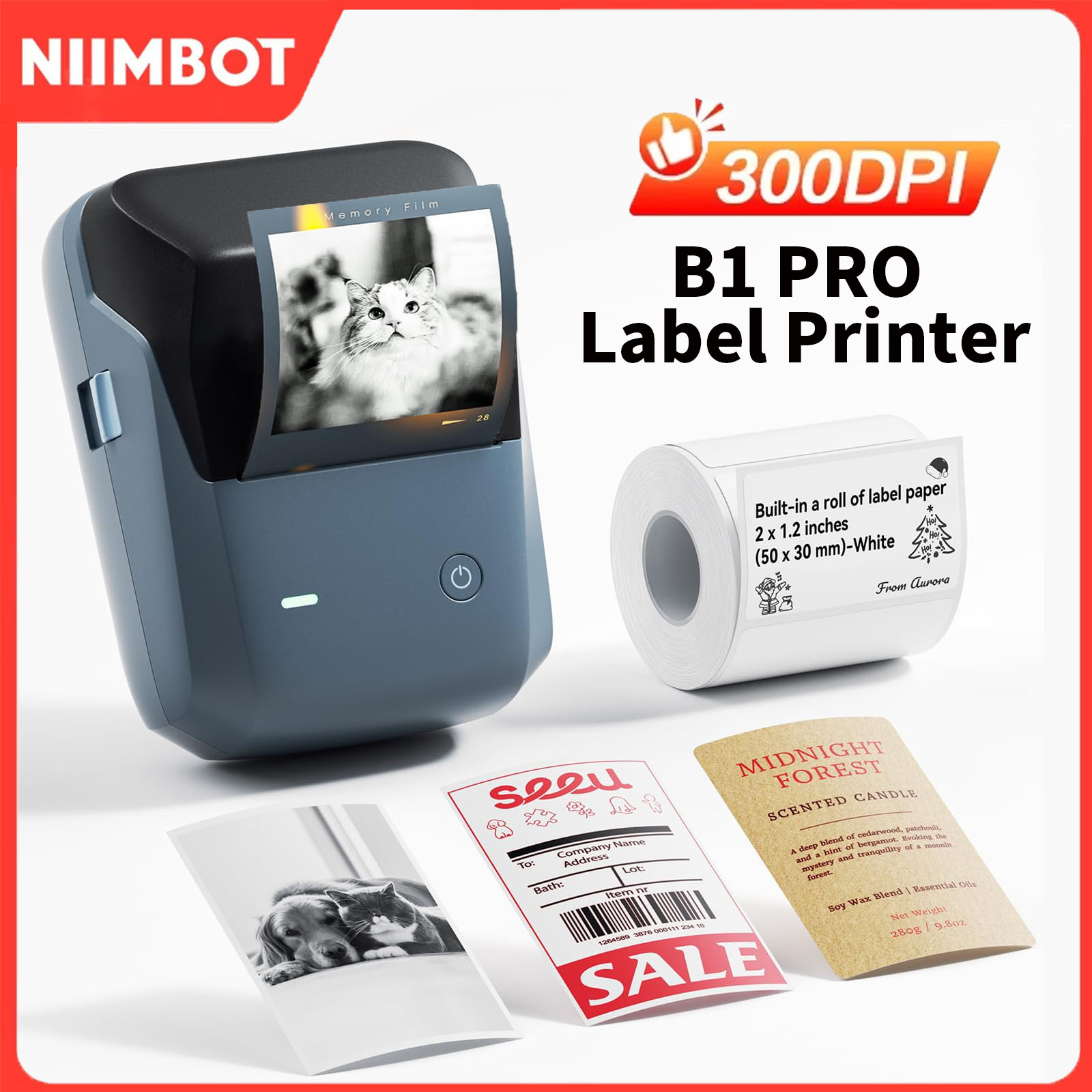 Commercial Printing Dpi - Niimbot B1/B1PRO Etikettendrucker 200/300 DPI Rot-Schwarz